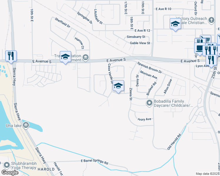 map of restaurants, bars, coffee shops, grocery stores, and more near 37041 Casa Verde Drive in Palmdale
