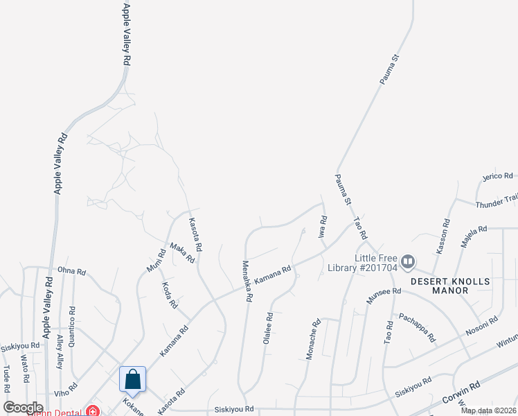 map of restaurants, bars, coffee shops, grocery stores, and more near 16654 Menahka Road in Apple Valley