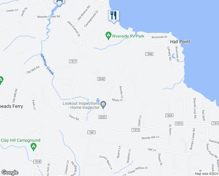 map of restaurants, bars, coffee shops, grocery stores, and more near 133 Lawndale Lane in Sneads Ferry
