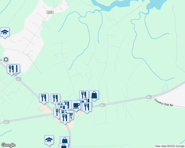 map of restaurants, bars, coffee shops, grocery stores, and more near 412 Ridgeway Drive in Sneads Ferry