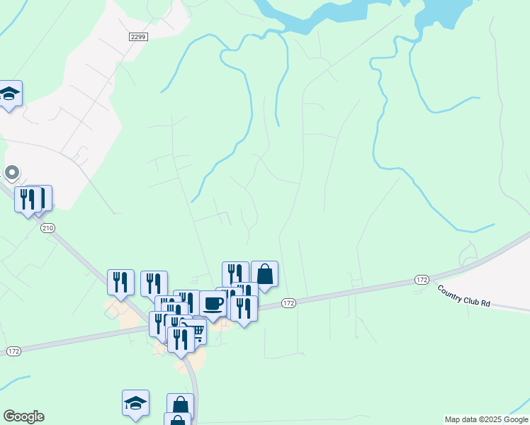 map of restaurants, bars, coffee shops, grocery stores, and more near 412 Ridgeway Drive in Sneads Ferry