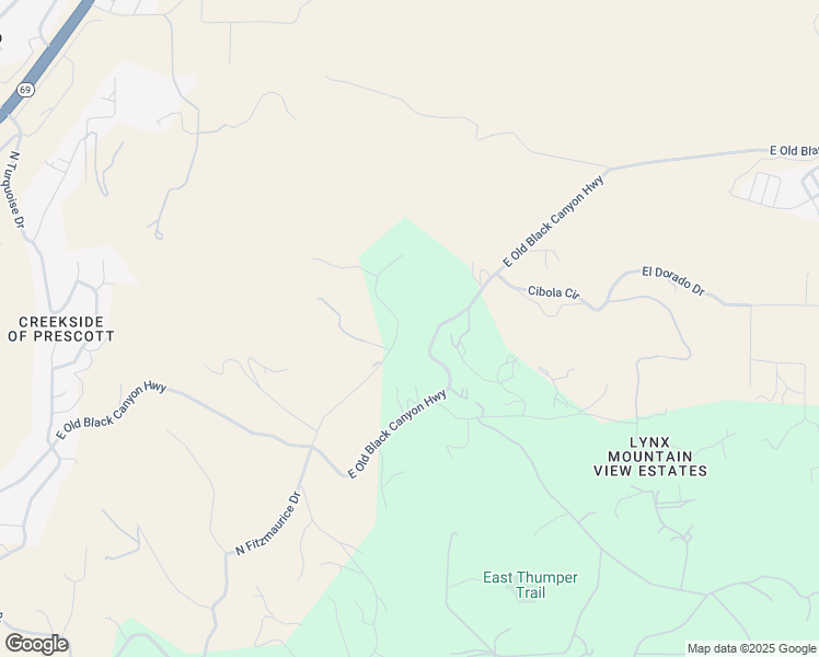 map of restaurants, bars, coffee shops, grocery stores, and more near 6082 East Old Black Canyon Highway in Prescott