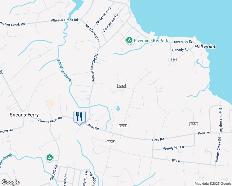 map of restaurants, bars, coffee shops, grocery stores, and more near 503 Hay Baler Court in Sneads Ferry