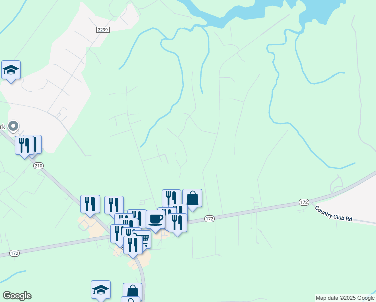 map of restaurants, bars, coffee shops, grocery stores, and more near 416 Ridgeway Drive in Sneads Ferry