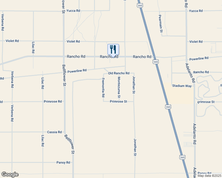 map of restaurants, bars, coffee shops, grocery stores, and more near Primrose Street in Adelanto