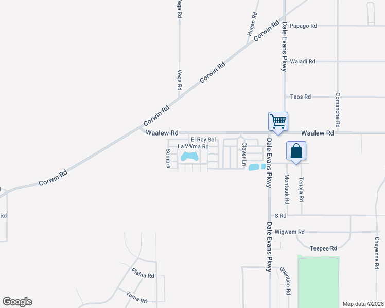 map of restaurants, bars, coffee shops, grocery stores, and more near 20683 Waalew Road in Apple Valley