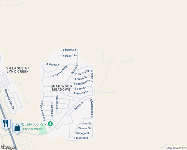 map of restaurants, bars, coffee shops, grocery stores, and more near 891 North Soliz Street in Prescott Valley
