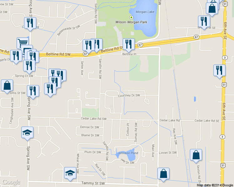 map of restaurants, bars, coffee shops, grocery stores, and more near 403 Bromwich Street in Decatur