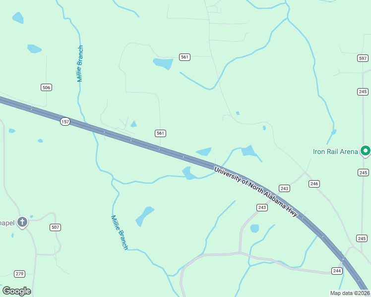 map of restaurants, bars, coffee shops, grocery stores, and more near 17410 Alabama 157 in Moulton