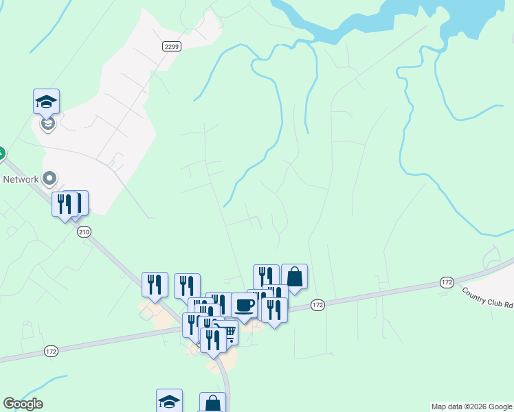 map of restaurants, bars, coffee shops, grocery stores, and more near 170 East Dunn Street in Sneads Ferry