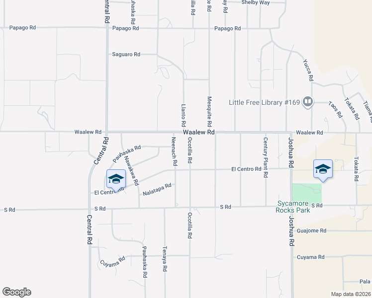 map of restaurants, bars, coffee shops, grocery stores, and more near 16732 Ocotilla Road in Apple Valley