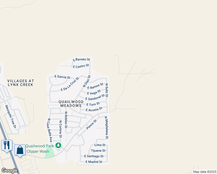 map of restaurants, bars, coffee shops, grocery stores, and more near 891 North Soliz Street in Prescott Valley