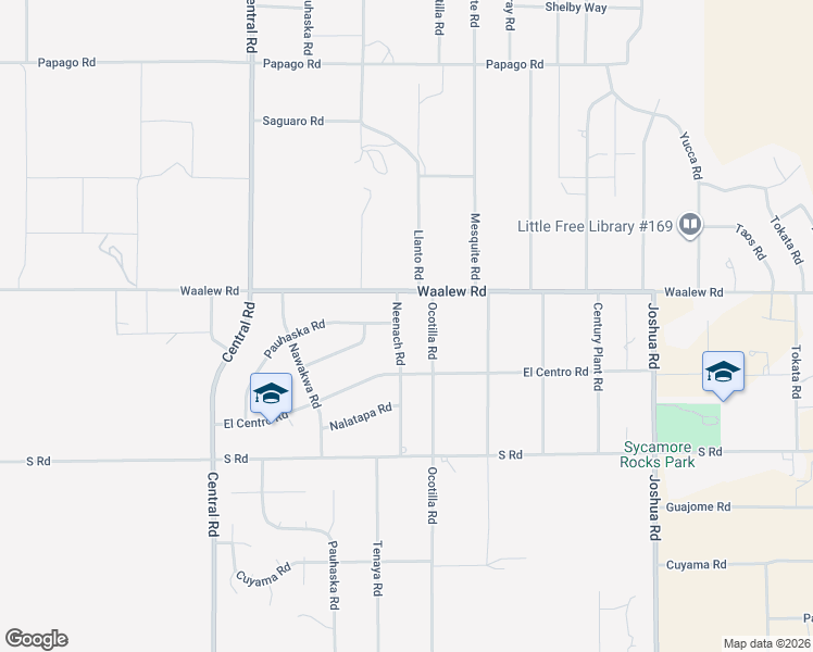 map of restaurants, bars, coffee shops, grocery stores, and more near 16732 Ocotilla Road in Apple Valley