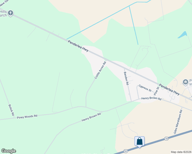 map of restaurants, bars, coffee shops, grocery stores, and more near 2276 Cottle Acres Road in Burgaw