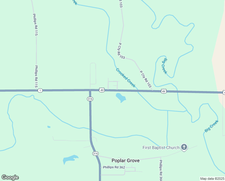 map of restaurants, bars, coffee shops, grocery stores, and more near Arkansas 1 in Poplar Grove