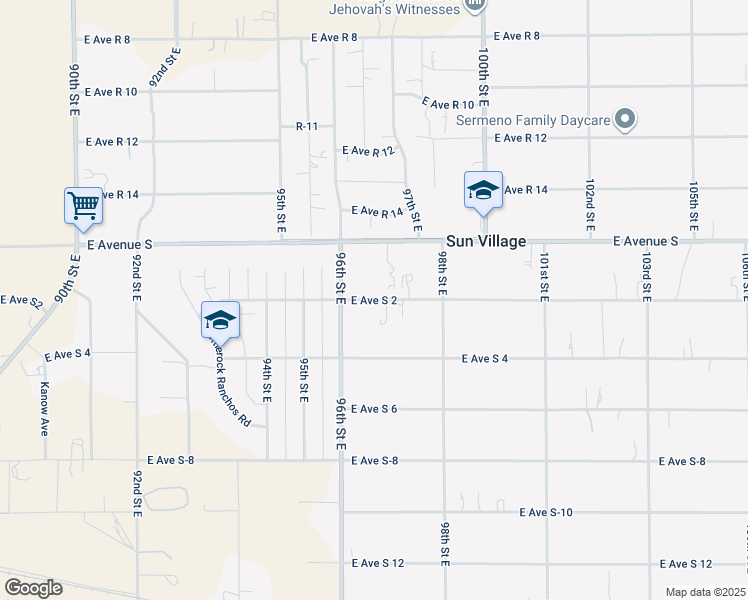 map of restaurants, bars, coffee shops, grocery stores, and more near East Avenue S2 in Los Angeles County