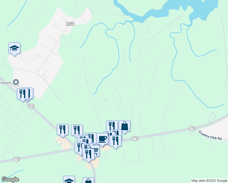 map of restaurants, bars, coffee shops, grocery stores, and more near 421 Ridgeway Drive in Sneads Ferry