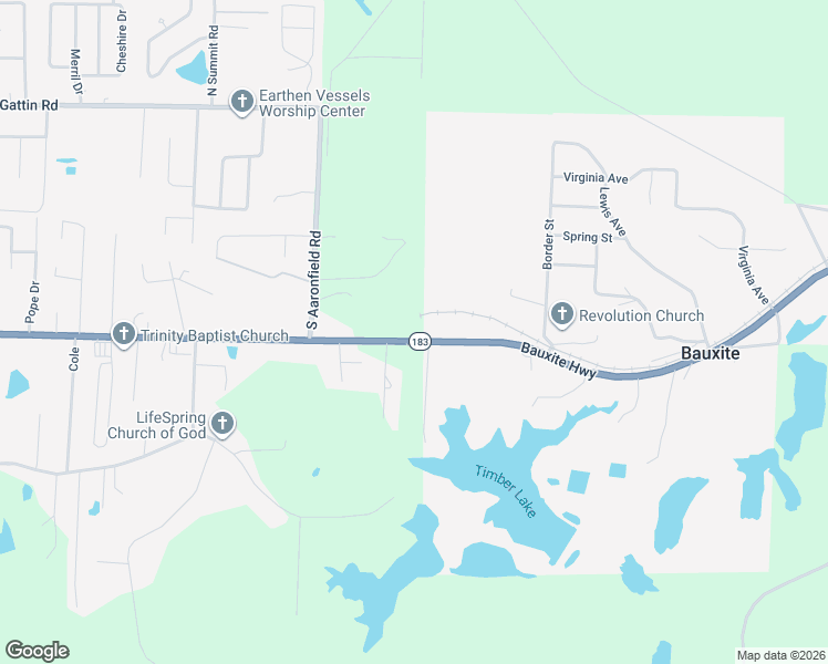 map of restaurants, bars, coffee shops, grocery stores, and more near 4605 Bauxite Highway in Bauxite