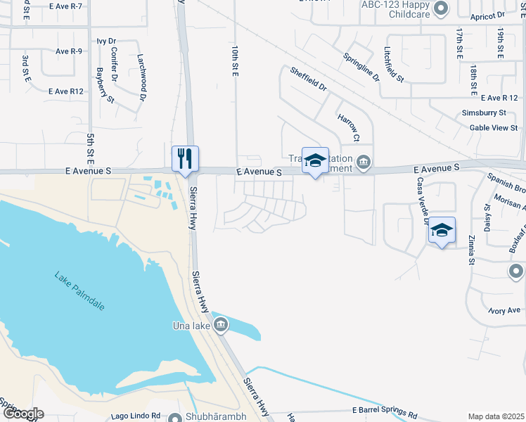 map of restaurants, bars, coffee shops, grocery stores, and more near in Lake Los Angeles