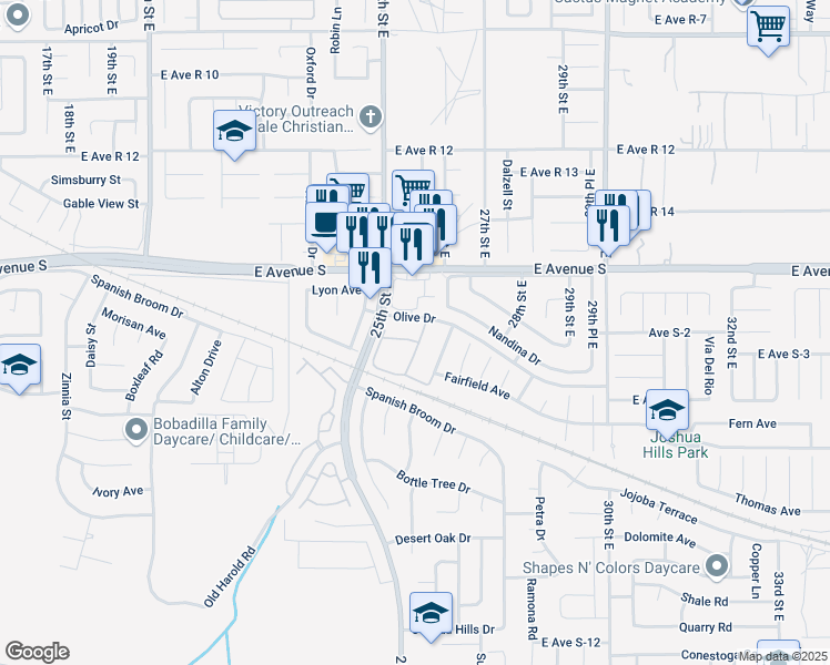 map of restaurants, bars, coffee shops, grocery stores, and more near in Lake Los Angeles