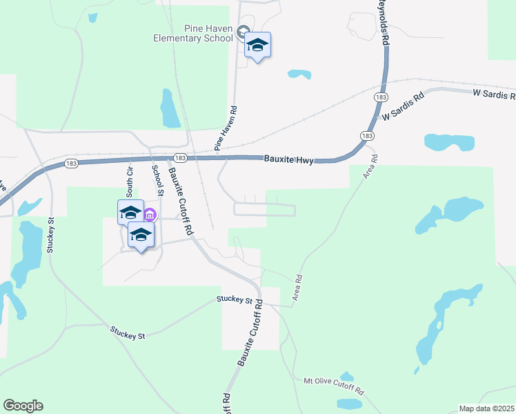 map of restaurants, bars, coffee shops, grocery stores, and more near 439 Wisteria Drive in Bauxite
