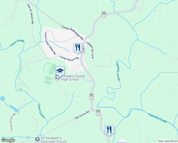 map of restaurants, bars, coffee shops, grocery stores, and more near 1855 U.S. 19 Business in Dahlonega