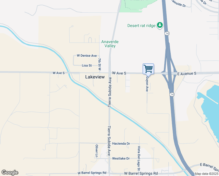 map of restaurants, bars, coffee shops, grocery stores, and more near Tierra Subida Avenue in Palmdale