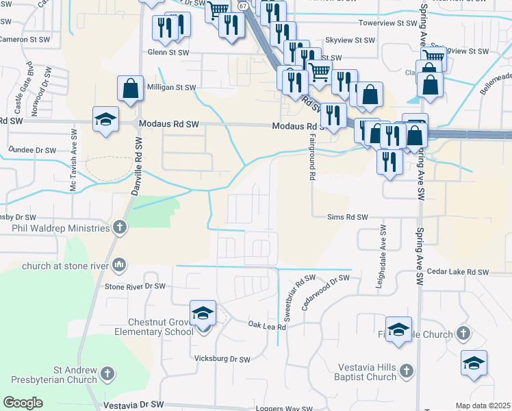 map of restaurants, bars, coffee shops, grocery stores, and more near 2812 McDonald Court Southwest in Decatur