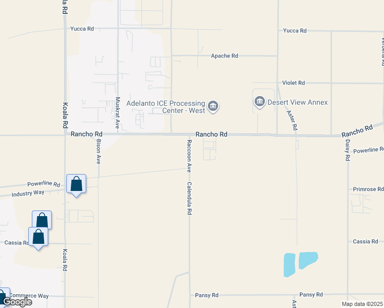 map of restaurants, bars, coffee shops, grocery stores, and more near 16823 Raccoon Avenue in Adelanto