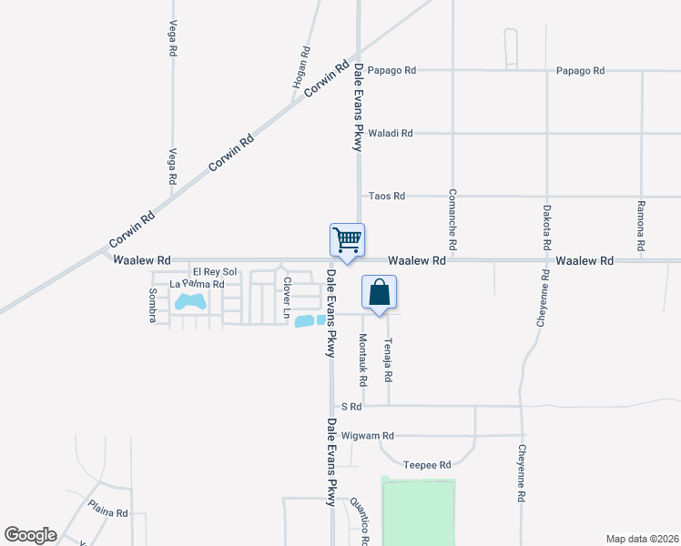 map of restaurants, bars, coffee shops, grocery stores, and more near 21025 Waalew Road in Apple Valley
