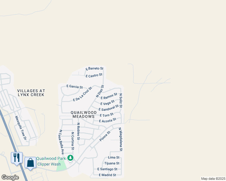 map of restaurants, bars, coffee shops, grocery stores, and more near 13051 East Gonzalez Street in Prescott Valley