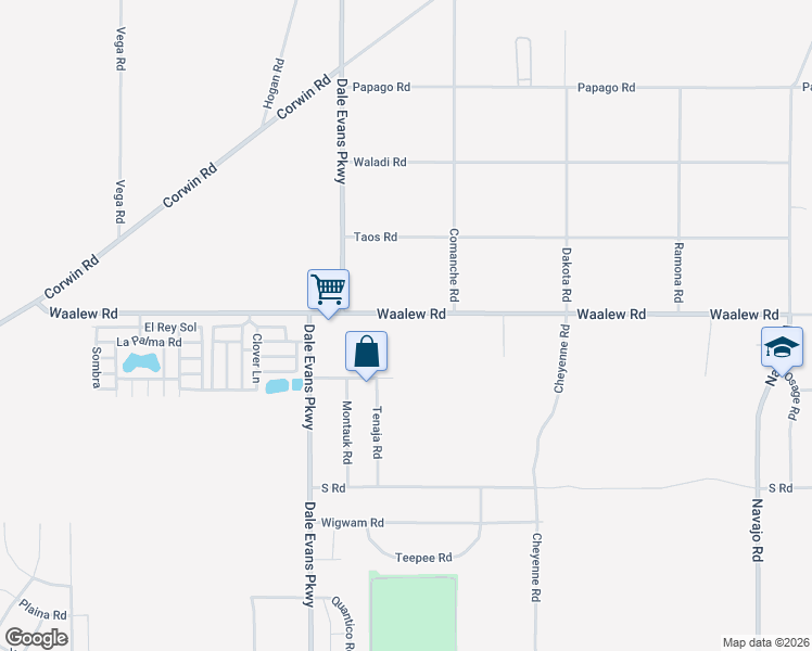 map of restaurants, bars, coffee shops, grocery stores, and more near 21359 Waalew Road in Apple Valley