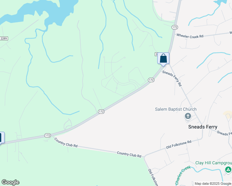 map of restaurants, bars, coffee shops, grocery stores, and more near 100 Stillwater Landing Way in Sneads Ferry