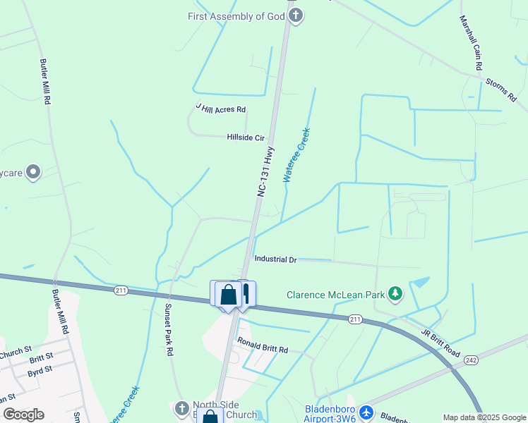 map of restaurants, bars, coffee shops, grocery stores, and more near 13203 North Carolina 131 Highway in Bladenboro