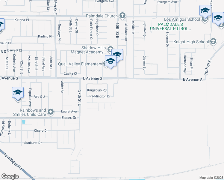 map of restaurants, bars, coffee shops, grocery stores, and more near 37117 Cannon Court in Palmdale