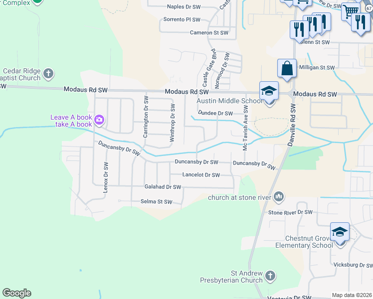 map of restaurants, bars, coffee shops, grocery stores, and more near 2810 Lexington Avenue Southwest in Decatur