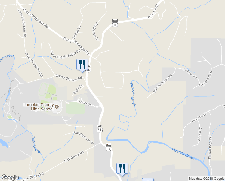 map of restaurants, bars, coffee shops, grocery stores, and more near 342 North Hidden Valley Trail in Dahlonega