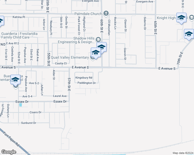 map of restaurants, bars, coffee shops, grocery stores, and more near 37117 Cannon Court in Palmdale