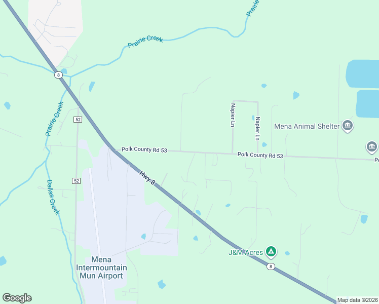 map of restaurants, bars, coffee shops, grocery stores, and more near 188 Polk Road 53 in Mena