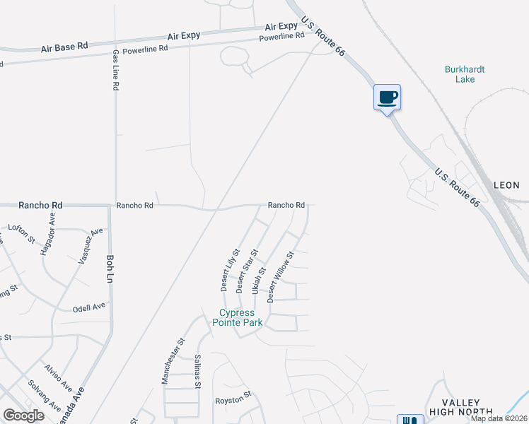 map of restaurants, bars, coffee shops, grocery stores, and more near 16895 Desert Lily Street in Victorville