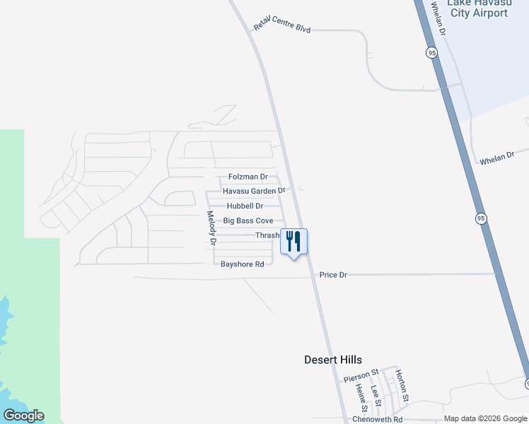 map of restaurants, bars, coffee shops, grocery stores, and more near 1991 Hubbell Dr in Lake Havasu City
