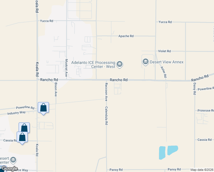 map of restaurants, bars, coffee shops, grocery stores, and more near 16815 Raccoon Avenue in Adelanto