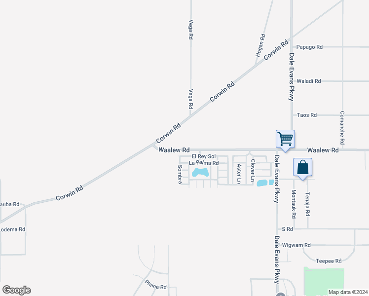 map of restaurants, bars, coffee shops, grocery stores, and more near Waalew Road in Apple Valley