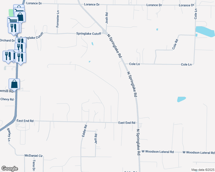 map of restaurants, bars, coffee shops, grocery stores, and more near 21293 Meadows Acres Drive in Hensley