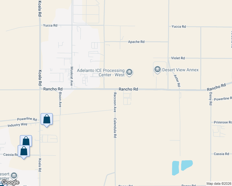 map of restaurants, bars, coffee shops, grocery stores, and more near 16815 Raccoon Avenue in Adelanto