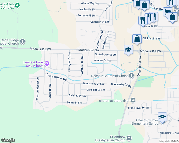map of restaurants, bars, coffee shops, grocery stores, and more near 2810 Lexington Avenue Southwest in Decatur