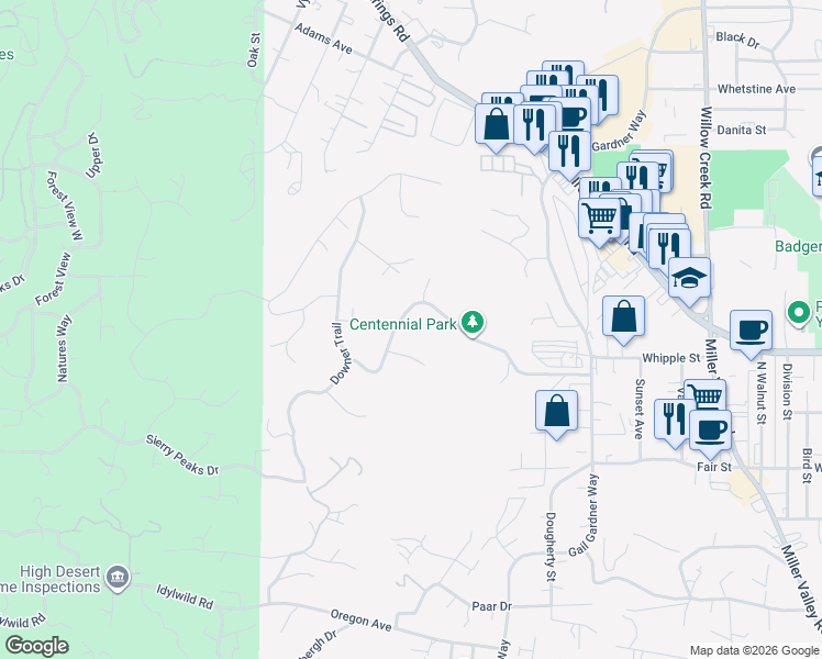 map of restaurants, bars, coffee shops, grocery stores, and more near 1335 Westridge Drive in Prescott
