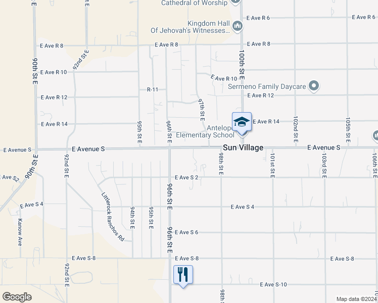 map of restaurants, bars, coffee shops, grocery stores, and more near in Sun Village