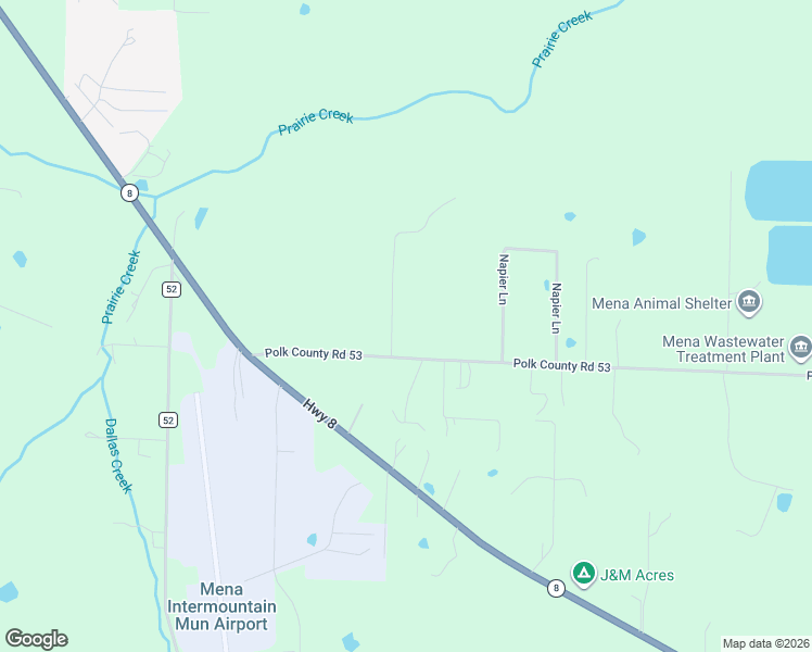 map of restaurants, bars, coffee shops, grocery stores, and more near 188 Polk Road 53 in Mena