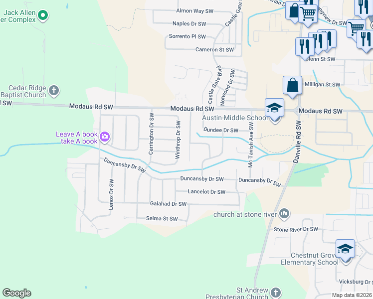 map of restaurants, bars, coffee shops, grocery stores, and more near 2718 Lexington Avenue Southwest in Decatur